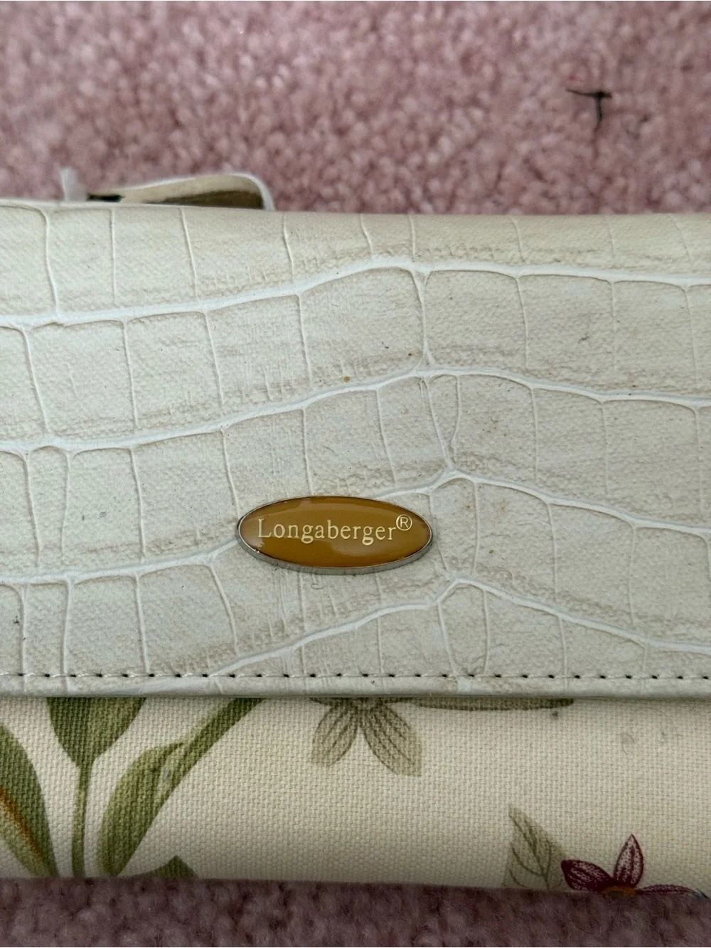 Longaberger Cream Croc-Embossed Floral Accent Wallet - Picture 3 of 3